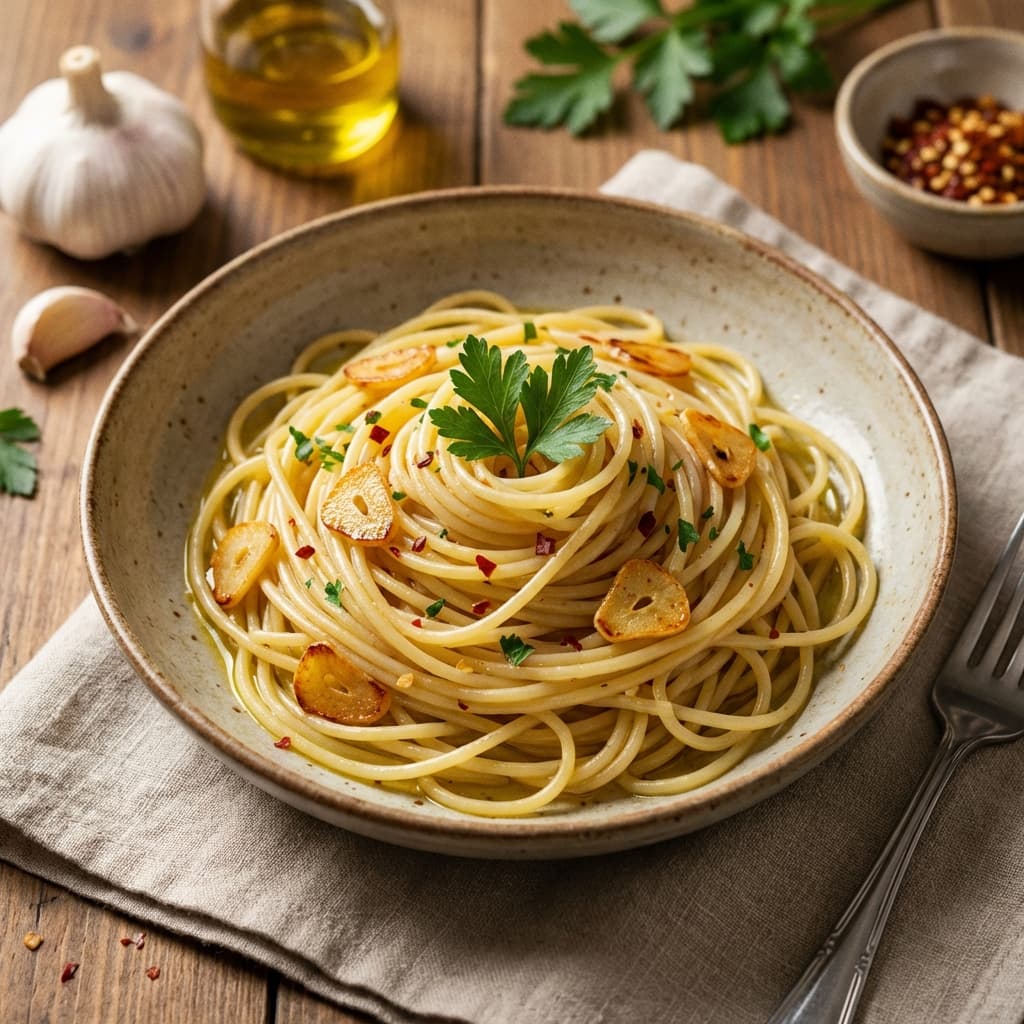 The spicy, garlicky "Midnight Spaghetti."