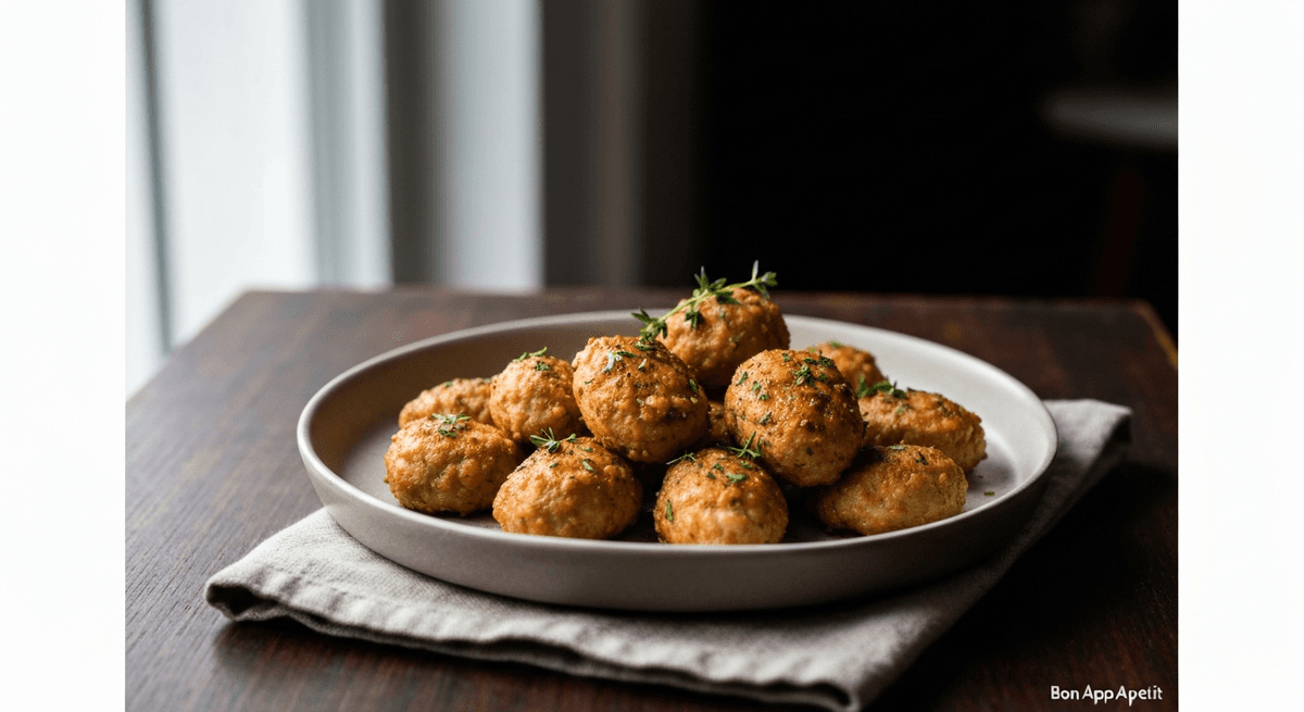 Air fryer basket with evenly spaced food pieces and a simple timing chart concept