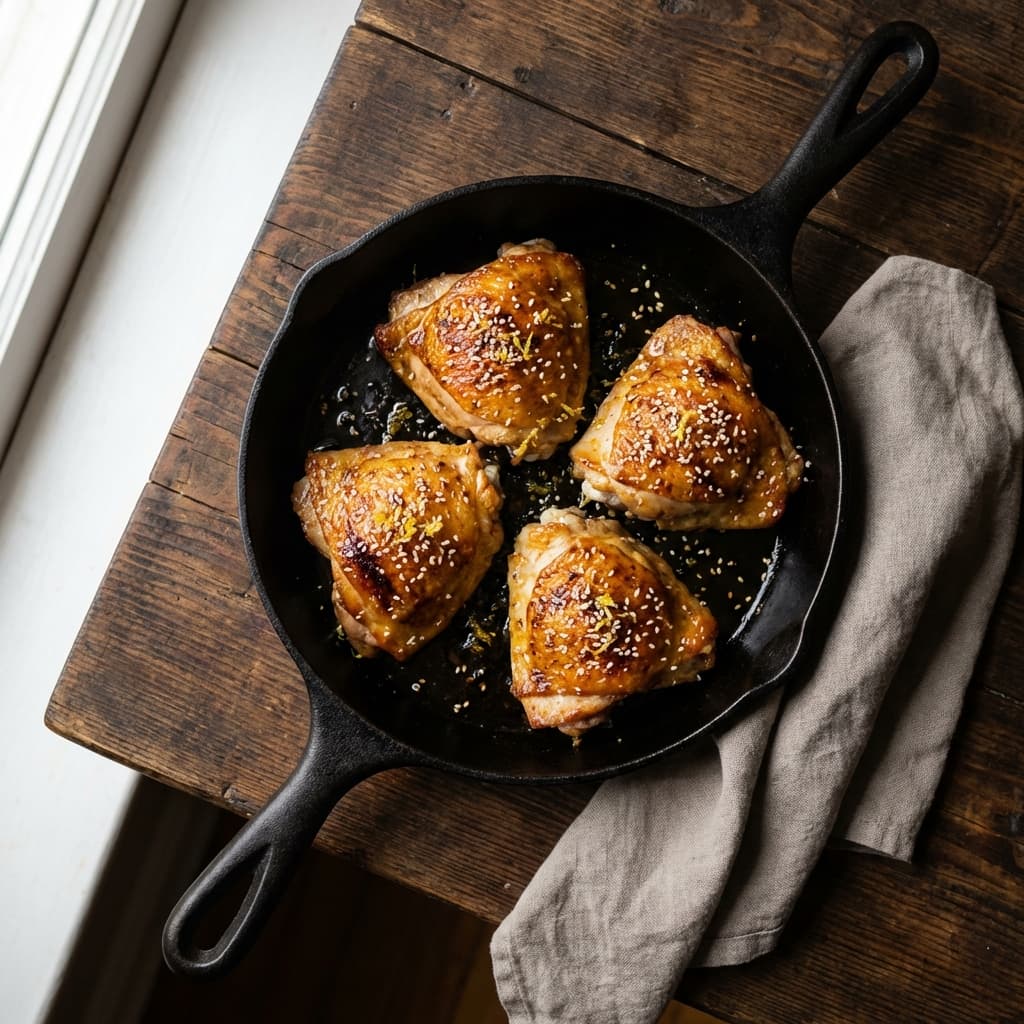 Benne-Seed Hot Honey Chicken Thighs