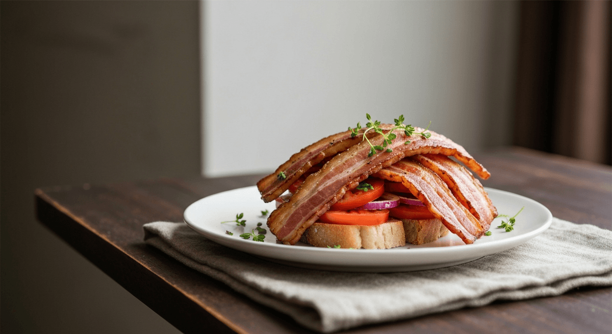 Crispy, flat-cooked thick-cut bacon elevates the classic BLT to new heights. A symphony of textures and flavors in every bite.