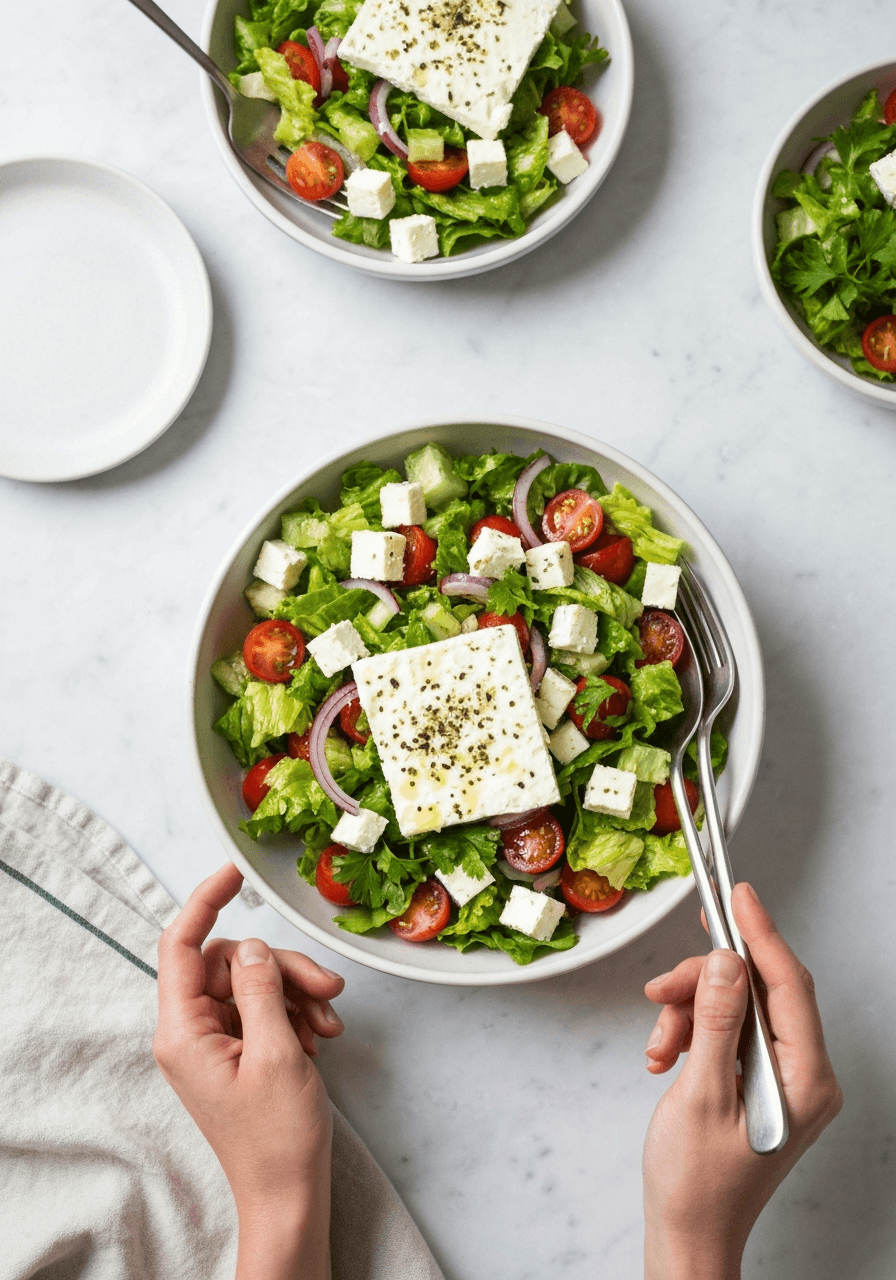 Greek Salad — Horiatiki: Experience the taste of Greek summer with this authentic Horiatiki salad. Fresh, flavorful, and incredibly easy to make!