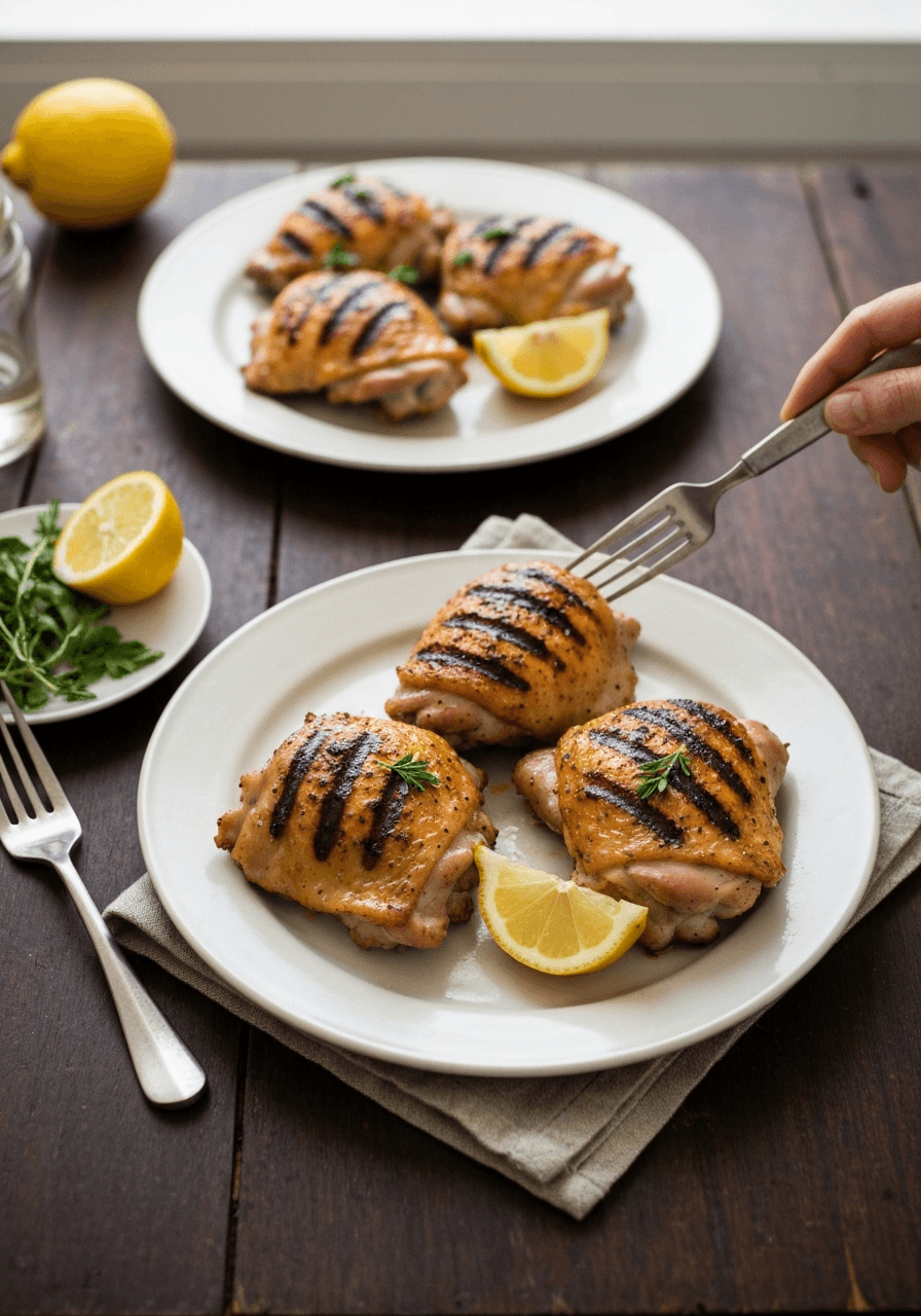 Achieve perfectly crispy skin and juicy meat with this simple grilled chicken thigh recipe, infused with bright lemon and fragrant herbs. A guaranteed crowd-ple...