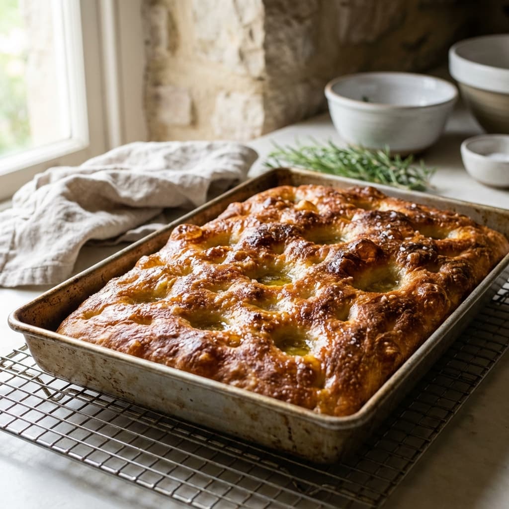 No-knead bread. Just time, water, and aggressive dimpling.