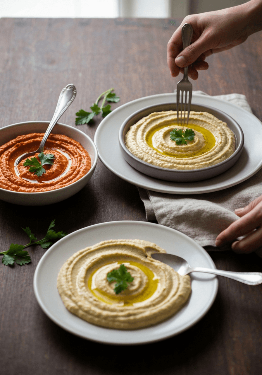 Master the classic hummus, then unleash your creativity with three delicious variations: roasted red pepper, spicy harissa, and zesty cilantro-lime.
