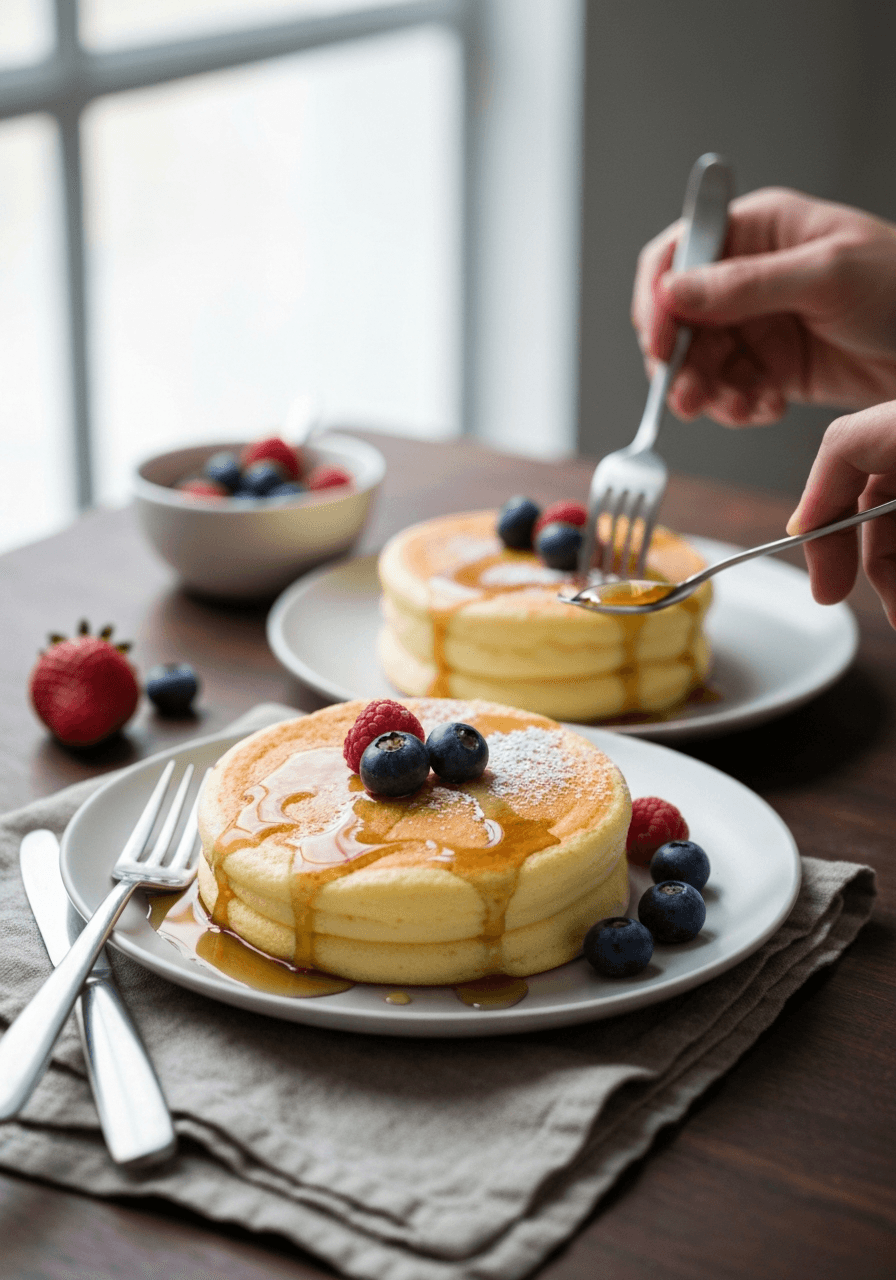 Experience breakfast bliss with these light, airy Japanese Souffle Pancakes. Each bite is a cloud of sweet, jiggly perfection.