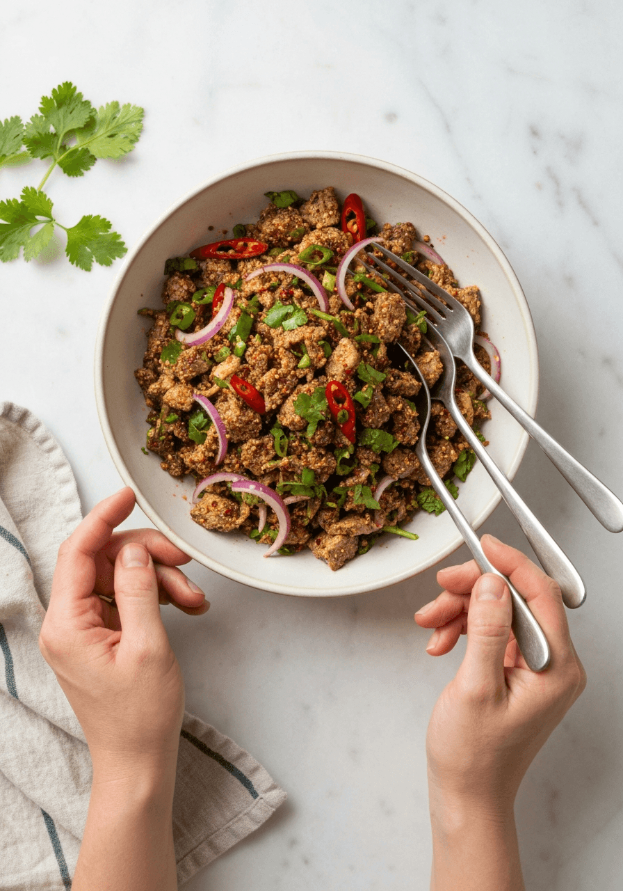 Experience the vibrant flavors of Thailand with this quick and easy larb recipe. A symphony of savory, spicy, and herbaceous notes, ready in just 25 minutes.