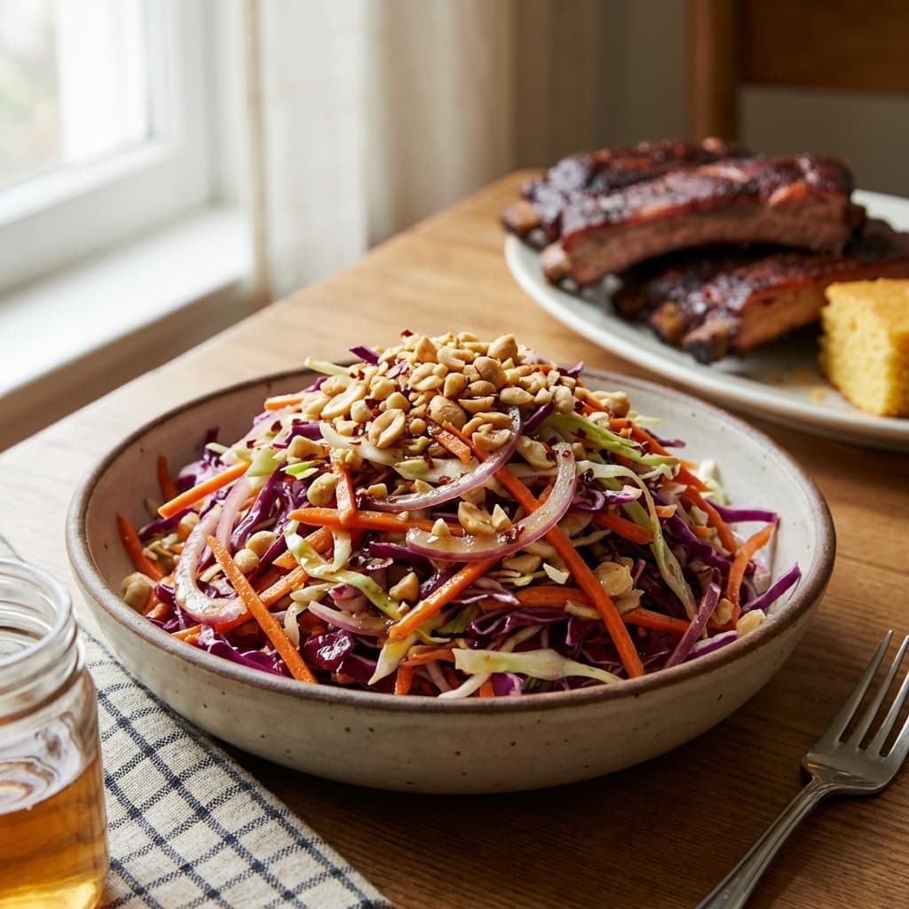 Pepper-Vinegar Slaw with Crunch Salt: The greens vinegar bottle, turned into a slaw that bites back.