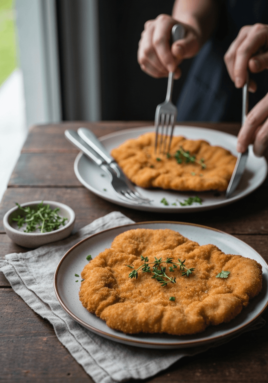 Schnitzel — Wiener Style: Experience the Austrian classic: thin, crispy, and golden perfection. The secret lies in the proper pounding technique.