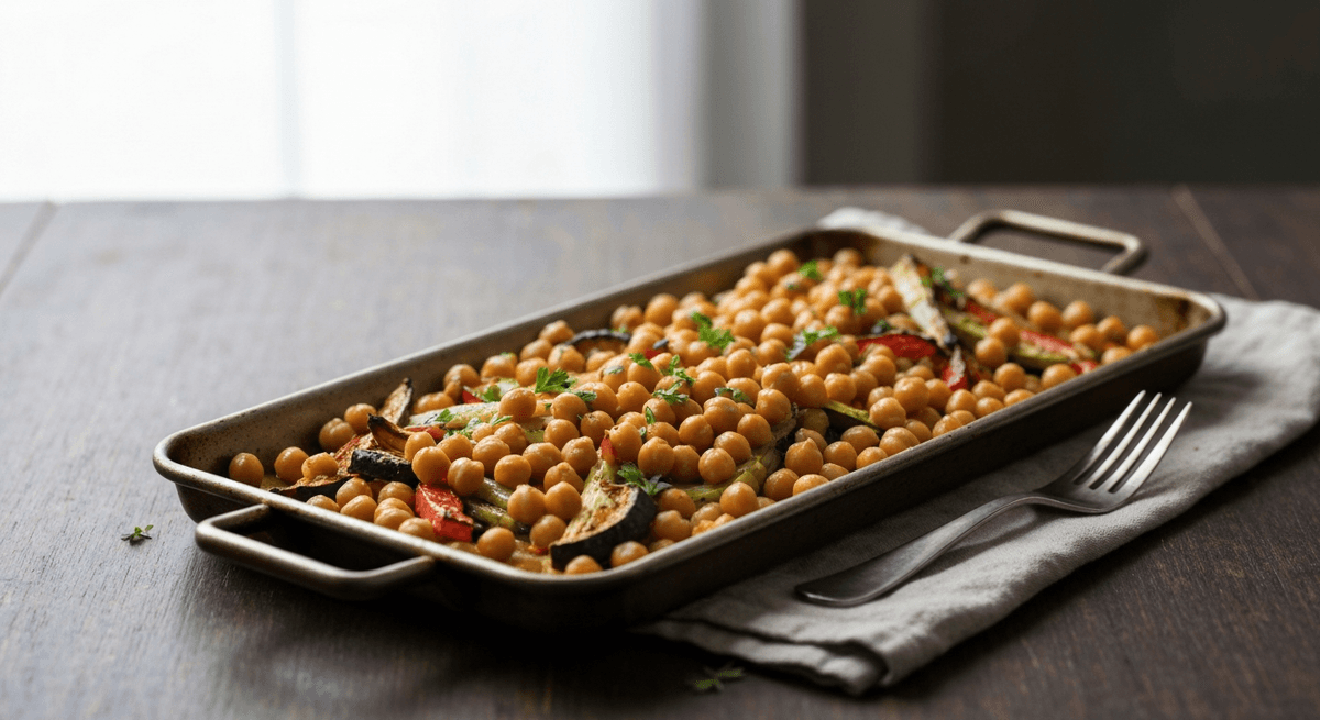 Sheet Pan Chickpeas + Roasted Veg (Crisp, Not Soft)