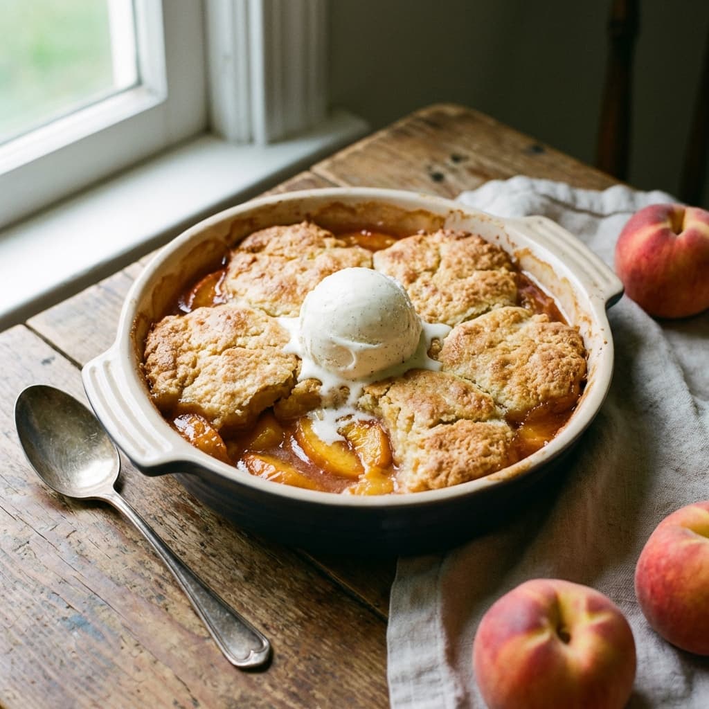 Spicy Pickle Peach Cobbler