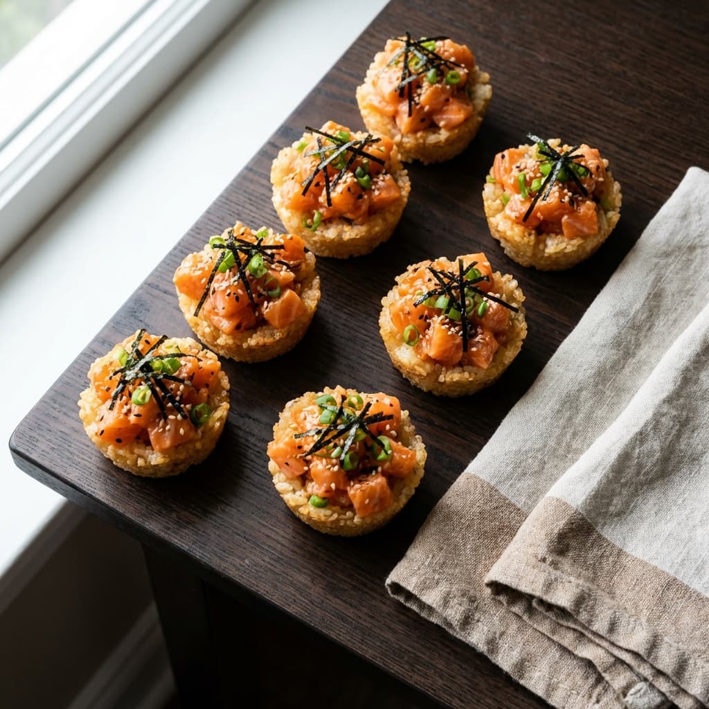 Spicy Salmon Sushi Cups